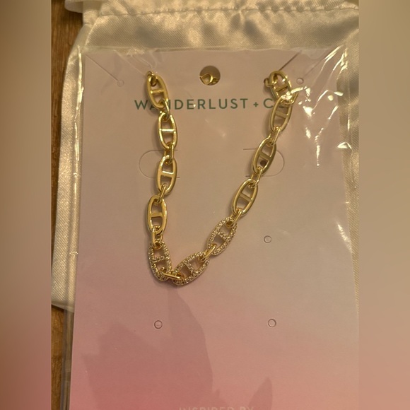 WANDERLUST + CO 14-18K Gold/Rhodium Plated Multi Link Anchor Chain Bracelet BNIP - Picture 3 of 9